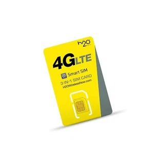 h2o Smart SIM Starter Kit 3-in-1 GSM SIM Card Yellow, Grey, Credit Card Sized - Zdjęcie 1 z 3