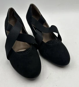 Women's US 8.5 EU 39 Pump Lazio Collezione Black Suede 2" Heels Cross Band Strap - Picture 1 of 14