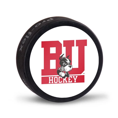 NCAA BOSTON UNIVERSITY TERRIERS White Front Souvenir PUCK Hockey East - #win_#2L Cover
