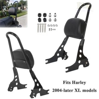 Black Detachable Sissy Bar Backrest Fit For Harley Davidson XL883R models 2004+ - Imagem 1 de 4