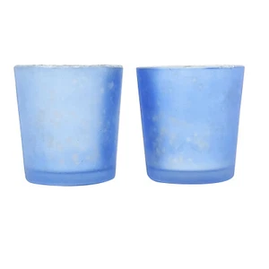 Blue Tea Light Votive Candle Holders Set of 2 Wedding Table Home Decor Gift - Picture 1 of 5