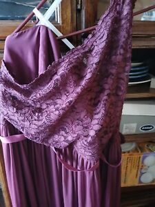 David's Bridal Purple Long Strapless Lace Bridesmaid Dress Plus Size 24