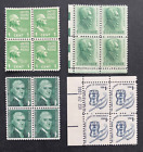 US Stamps, 1c blocks of 4 Scott #804, 1209, 1278 & 1581 Mint NH. Super fresh!