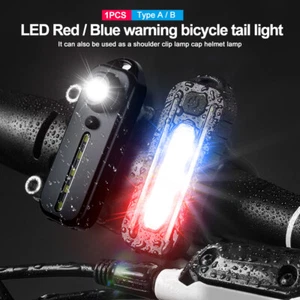 LED Red Blue Shoulder Police Light Clip Flashing Warning Safety Flashlight Bike - Picture 1 of 15