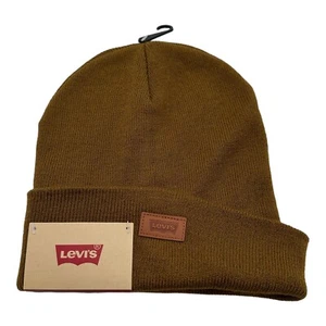 NWT Levi's Men's Beige Knit Beanie Cuffed Hat Cap Winter OSFA - Picture 1 of 3