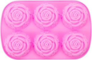 1Pc Valentine Rose Ice Cube Mold, Silicone Flower Ice Cube Trays, 6 Cavity Cockt - Picture 1 of 12