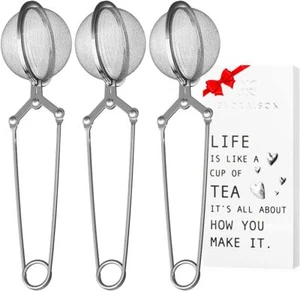 Snap Ball Tea Strainer 3 Pack Tea Infuser with Handle Tea Mesh Infuser Snap Ball - Picture 1 of 2