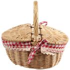 Country  Wicker Picnic Basket Hamper with Lid and Handle & Liners for6902