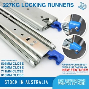 Heavy Duty 227kg Lockable Runner Slider Drawer Slides 508mm 610mm 711mm 813mm - Picture 1 of 11