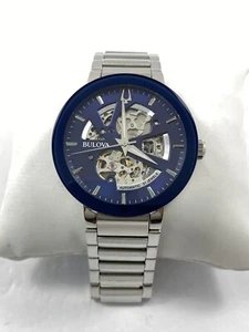 Bulova Modern Futuro Automatic Blue Skeleton Dial Steel Men's Watch 96A204 - Picture 1 of 16