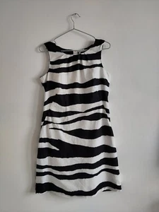 Carole Little Vintage Zebra Print Dress 100% Linen Size 8 - Picture 1 of 17