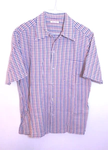 Vintage 60/7s Baumwolle ""Stoff Italiens"" orange, blau, rot, weiß Fetzenhemd - Bild 1 von 6