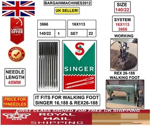 REX26-188 WALKING/FOOT SYS:3866 TFX63 16X113 S=140/22 AGO PER MACCHINA DA CUCIRE INDST - Foto 1 di 3