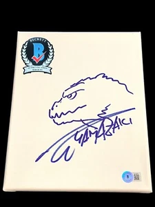 TAKASHI YAMAZAKI FIRMATO GODZILLA MENO UNO 8X10 DISEGNO TELA BECKETT BL75575 - Foto 1 di 4