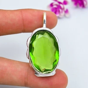 Peridot Gemstone Handmade 925 Sterling Silver Birthday Oval Cut Jewelry Pendant - Picture 1 of 5