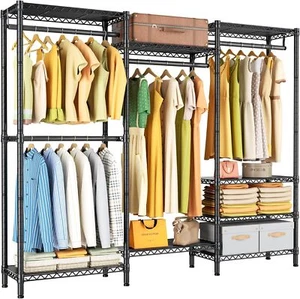 Heavy Duty Garment Rack Large 15.75"D x 56.62"W x 76.75"H, Black(56.62"W) - Picture 1 of 7