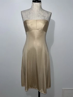 Vestido De Colección Vanity Fair Sin Tirantes Medio Sin Mangas Nylon Antrón Desnudo Beige Talla 32 Foto 1 de 4