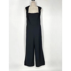 Lulus NEW Enticing Endeavors Black Jumpsuit XL Wide Leg Crepe Knit Square Neck - Picture 1 of 10