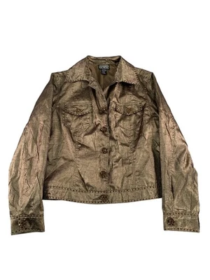 Berek Jacket Womens XL Metallic Bronze Beaded Button Up Statement Blazer Top - Image 1 of 4