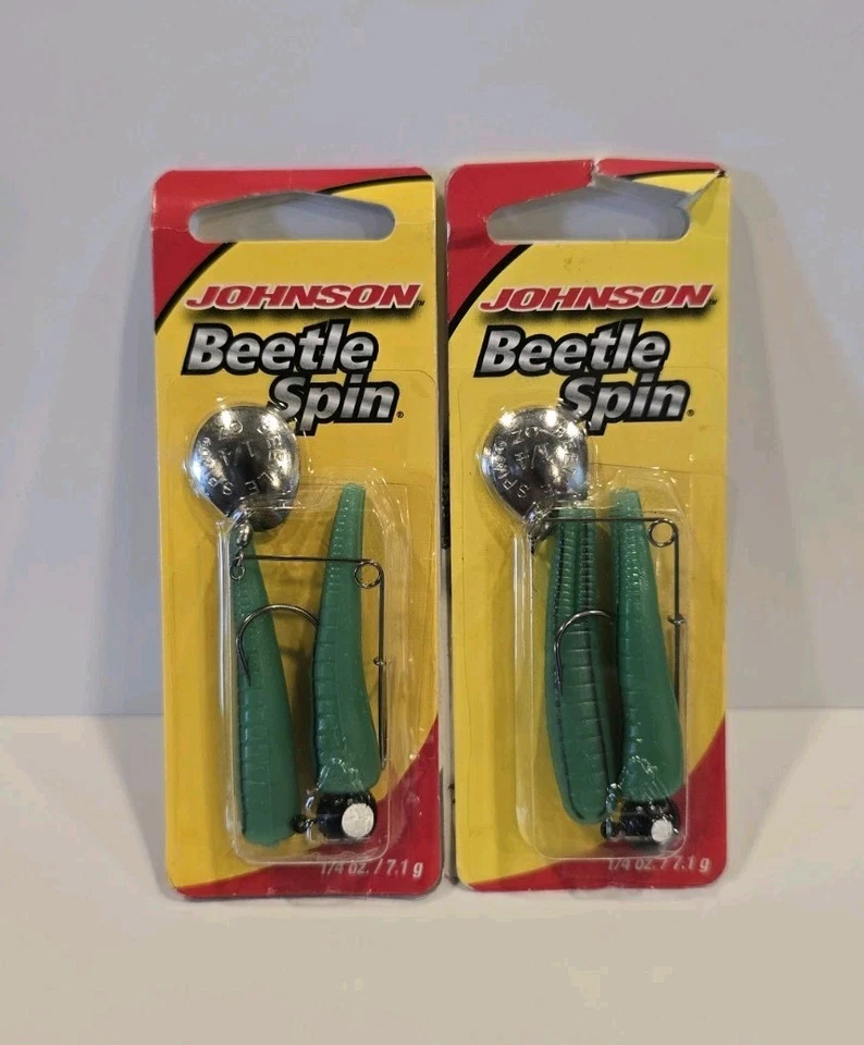 Johnson Beetle Spin 1/4 унц Catalpa черная полоса лот из 2 приманок для краппи мелкой рыбы - Изображение 1 из 2