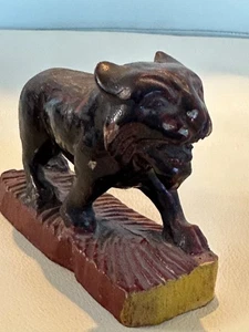 THAILAND LION VINTAGE WOOD SCULPTURE  SPIRIT HOUSE PROTECTOR 5" X 2" - Picture 1 of 7