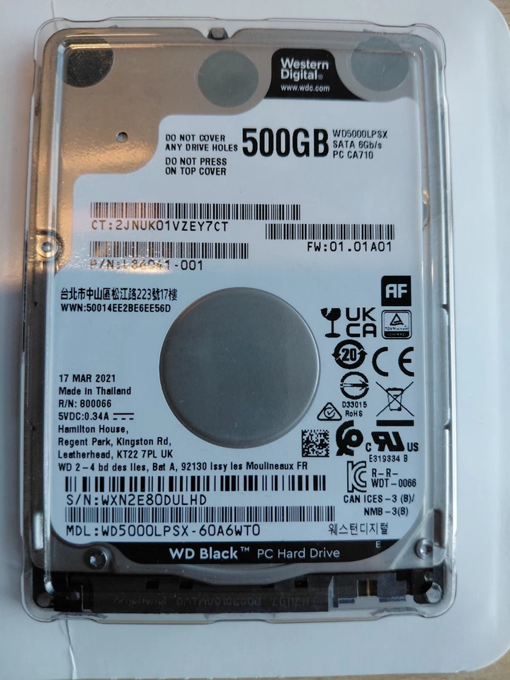 Disque dur WD Black 500GB 2.5" – SATA 6Gb/s - WD5000LPSX - Image 1 of 1