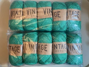 Vintage Cotton DK Yarn for Knitting/Crochet - 10 x 100 grams - V45 Green - Picture 1 of 3