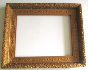 Antique Gold Gilt Gesso Picture Frame w 11" x 14" Opening - Picture 1 of 3