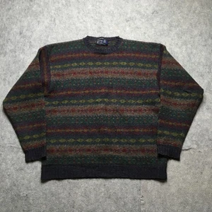 Vintage Abercrombie & Fitch Sweater Mens Large Wool Fair Isle Crewneck 90s - Picture 1 of 13