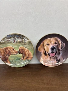 Pr of Golden Retriever Placas Coleccionistas “Momento Dorado” y Ojos de Amor” Danbury - Imagen 1 de 12