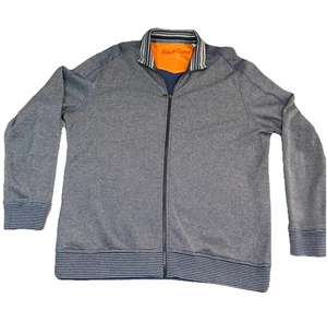 Robert Graham Mens Front Zip Mock Neck Knit Sweater Navy White Size XL - Picture 1 of 14