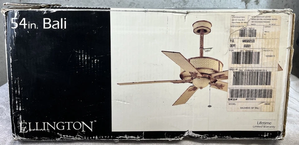 Ventilador de techo vintage Ellington 54” Bali acabado bambú 4 velocidades reversible BAL54BA5 Foto 1 de 4