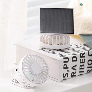 Portable Clip Fan Solar Powered USB Rechargeable Cooling On Hat Mini Fan R5W4 - Picture 1 of 22