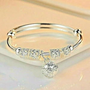 Bracciale Braccialetto S925 Argento Sterling Plt Braccialetto Regolabile Lusso Cavo Bohemien - Foto 1 di 6