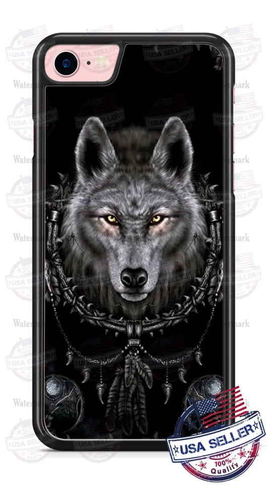 Native Indian Wolf Dog Phone Case Cover For iPhone Samsung LG Google etc - Image 1 of 4