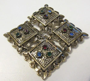 DE COLECCIÓN AÑOS 50 60 FIRMADO SARAH COVENTRY BROCHE PEDRERÍA BISAGRAS 3 1/8" por 3 1/8 - Imagen 1 de 9