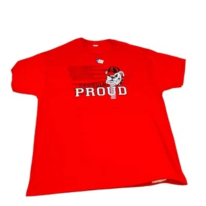 Georgia Bulldogs Men Shirt XL Red Proud Short Sleeve Crew Neck Solid Hanes New - Picture 1 of 8