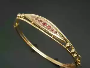 Vintage Antique 14k Rose Gold Plated Bangle Lab Created Ruby & Diamond 2.25Ct - Picture 1 of 4