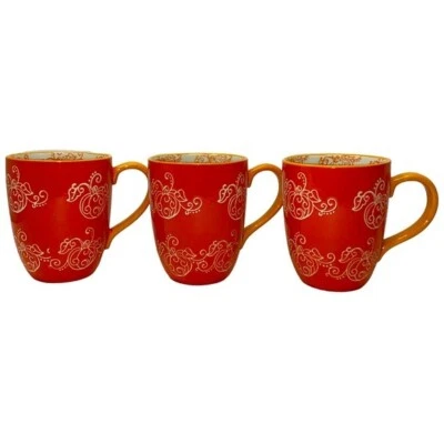 Tempt-tations Mugs (buy 2 get 1 free) Orange Pumpkin Design. Floral Lace 16 oz - Image 1 of 4