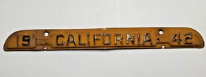 Rare Vintage California 1942 Automobile Metal License Plate Tag Topper - Picture 1 of 8