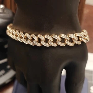 Men's Solid 10mm Natural Diamond & 14k Gold Cuban Bracelet ( 51 grams) - Picture 1 of 22