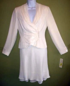 NWT EVAN-PICONE 2Pc Set Odd Ivory Women's Long Sleeve Blazer, Sz 6 & Skirt Sz 10 - Picture 1 of 12