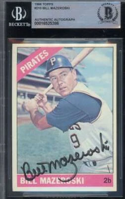 Bill Mazeroski Beckett BAS Signed 1966 Topps Autograph - Image 1 of 2