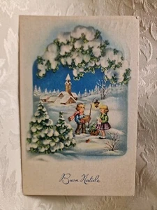 Cartolina Buon Natale Paesaggio innevato Bimbi Regali PCem 581/2 1967 AR672 * - Imagen 1 de 2