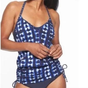 NWT ATHLETA Mashiko Side Scrunch Tankini in Blue Size 34D/DD - Picture 1 of 10