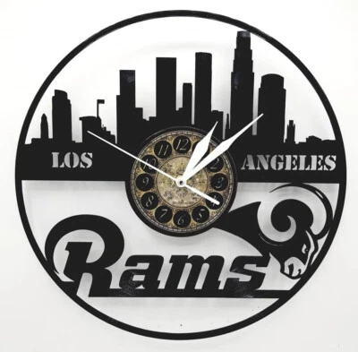 LOS ANGELES RAMS | Часы с виниловой пластинкой | Настенный подарок на футбол | БЕСПЛАТНАЯ ДОСТАВКА - Изображение 1 из 2