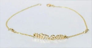 #1Mom Bracelet 14K Solid Yellow Gold Mother's Day Gift - Picture 1 of 2