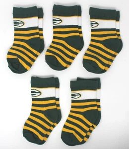 Green Bay Packers NFL 1/4 Quarter Youth Kids Socks *5 Pairs* *Toddler 3-8 Size - Picture 1 of 2