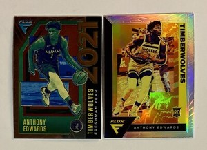 ANTHONY EDWARDS 2020/21 PANINI FLUX #202 ROOKIE SILVER PRIZM SP RC