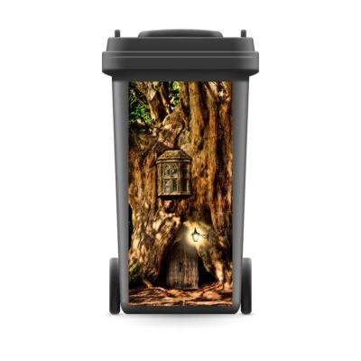 WERBEPUNKT. Mülltonnenaufkleber Mülltonne Mülleimer Abfalltonne Baum Zwerge Haus Mystisch